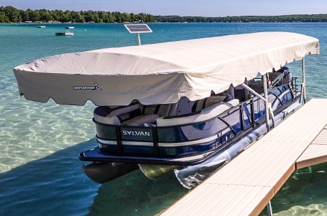 SpoolSnap canopy system with large-radius spools replacing springs for longer bungee life